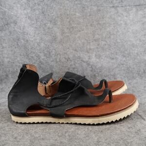 Casual Shoes Womens 8 Sandals Thong Heel Zip Black Lightweight Open Toe Flat